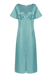 Yumi Blue Satin Button Down Dress - Image 4 of 4