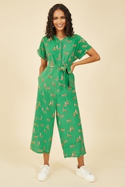 Yumi Green Cheetah Print Jumpsuit - Image 1 of 4