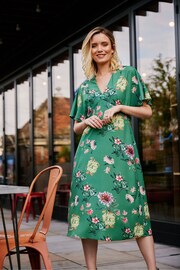 Yumi Green Yumi Blue Floral Blossom Print Kimono Dress - Image 1 of 5