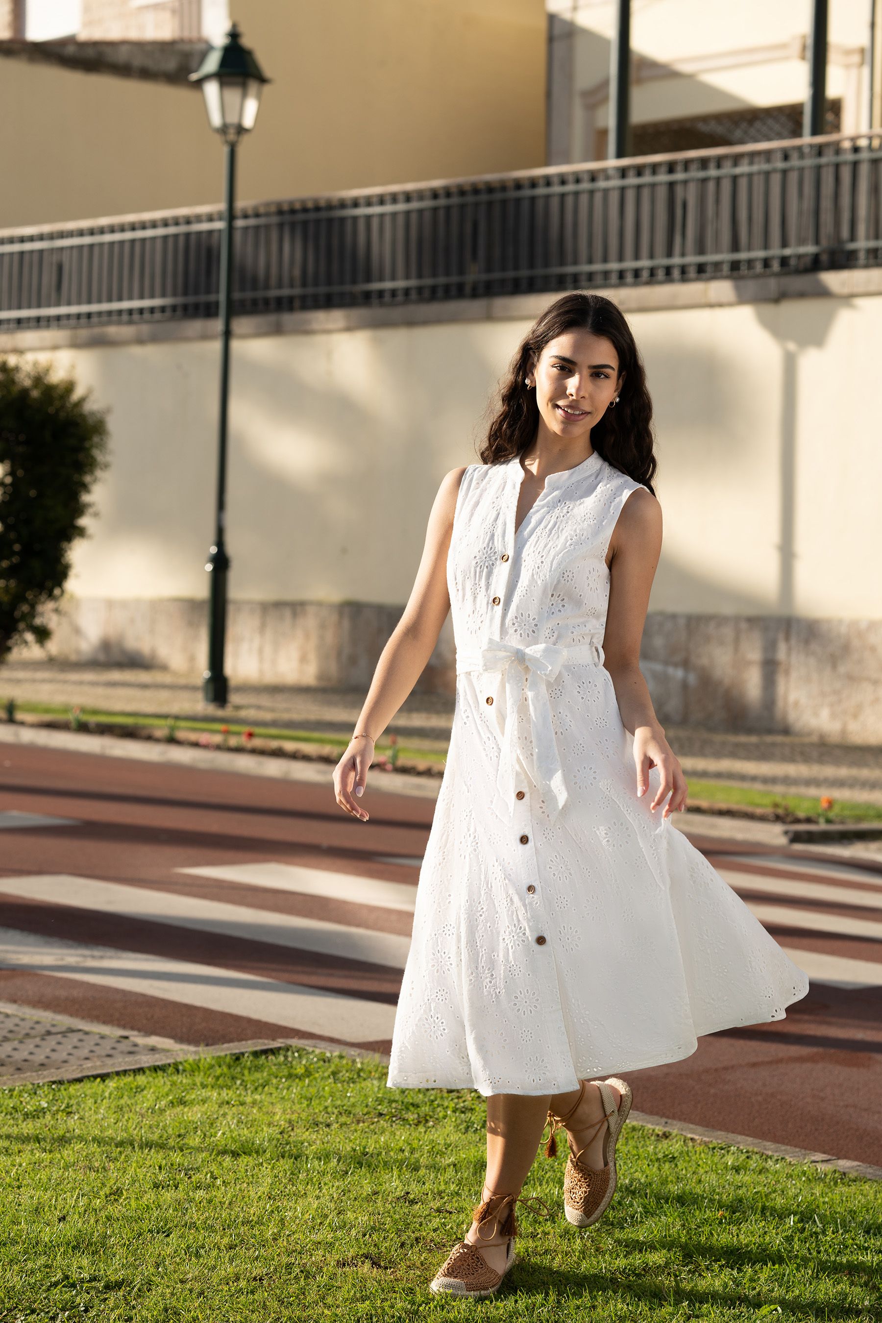Buy Yumi White Flower Broderie Anglaise Cotton Shirt Dress from Next Luxembourg