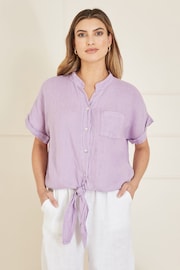 Yumi Purple Italian Linen Shirt - Image 2 of 4