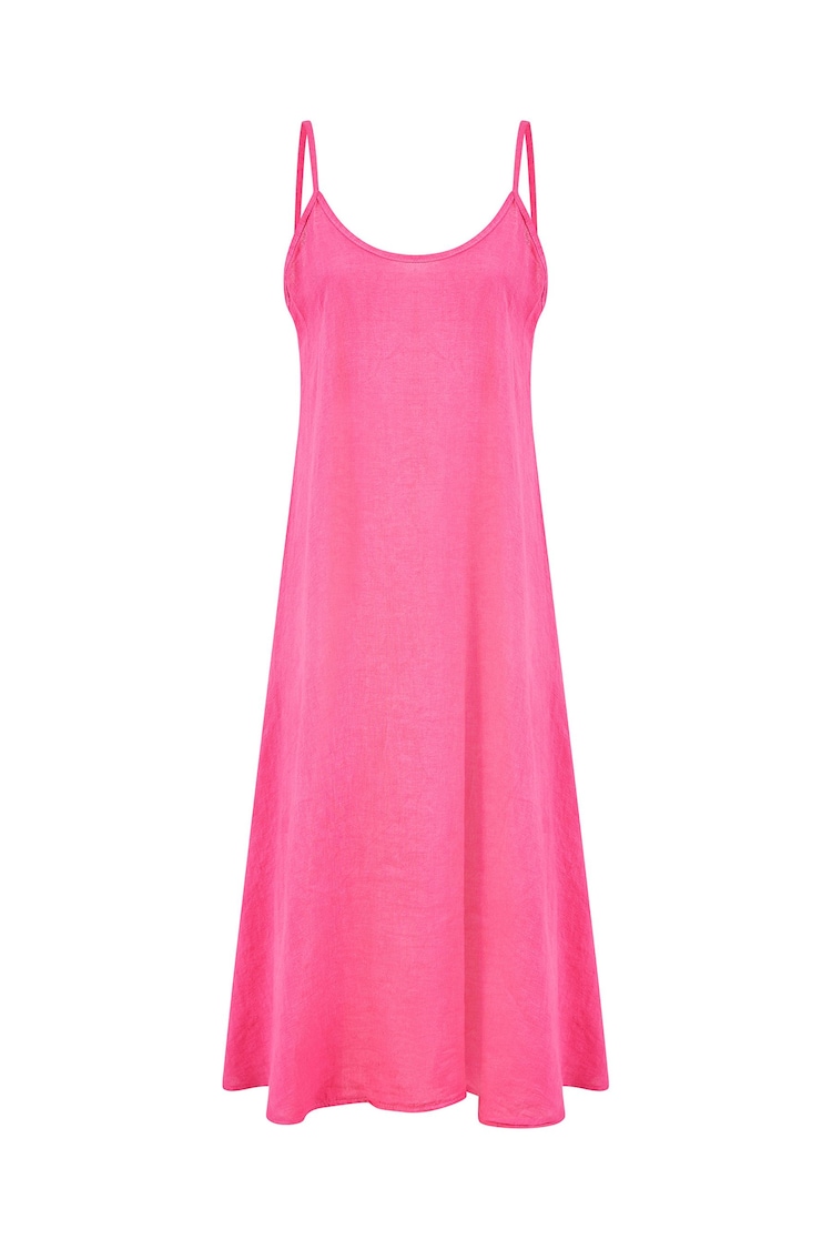 Yumi Pink Relaxed Fit Italian 100% Linen Midi Sundress - Image 5 of 5