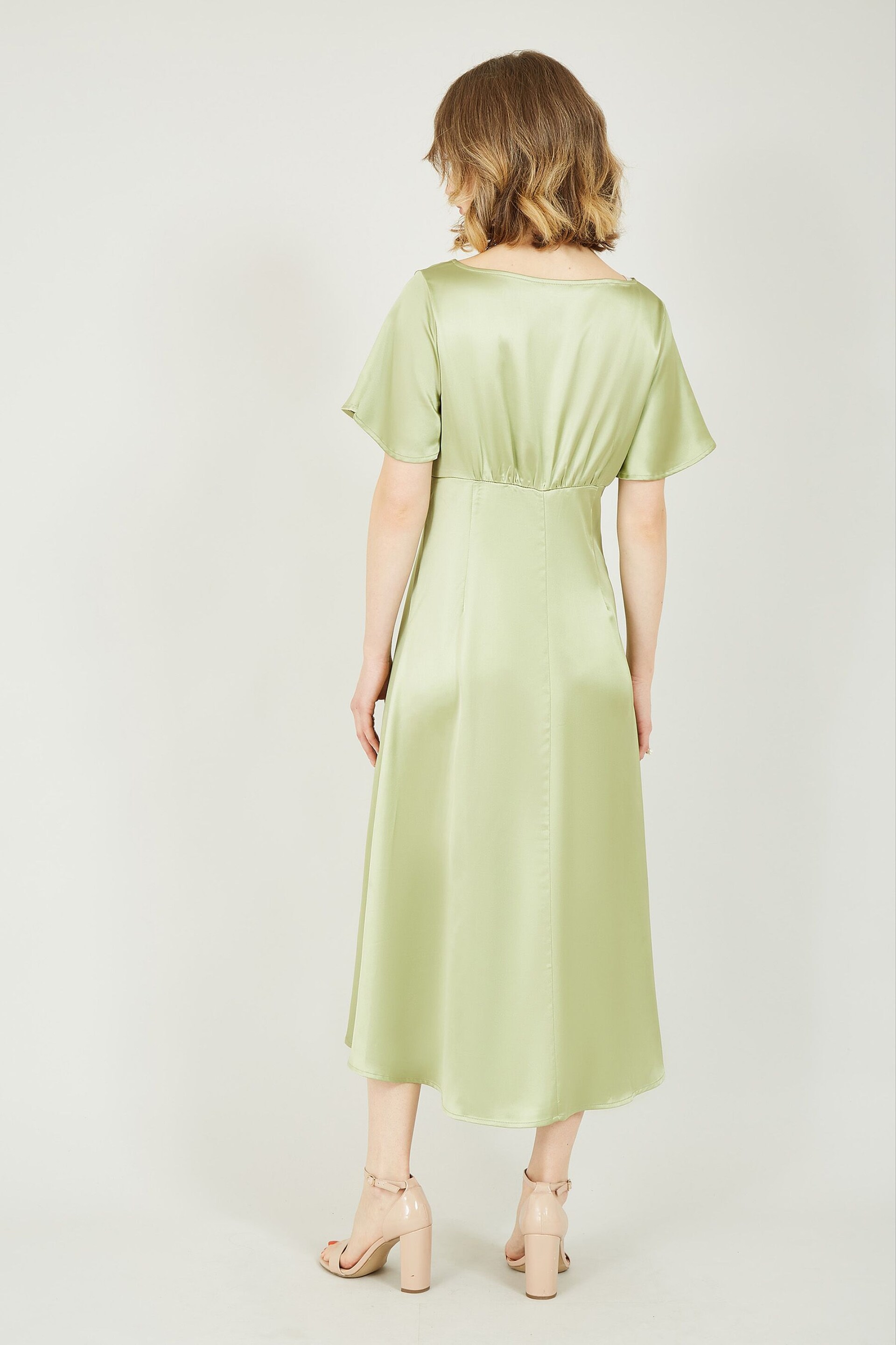 Yumi Green Satin Button Down Dress - Image 3 of 4