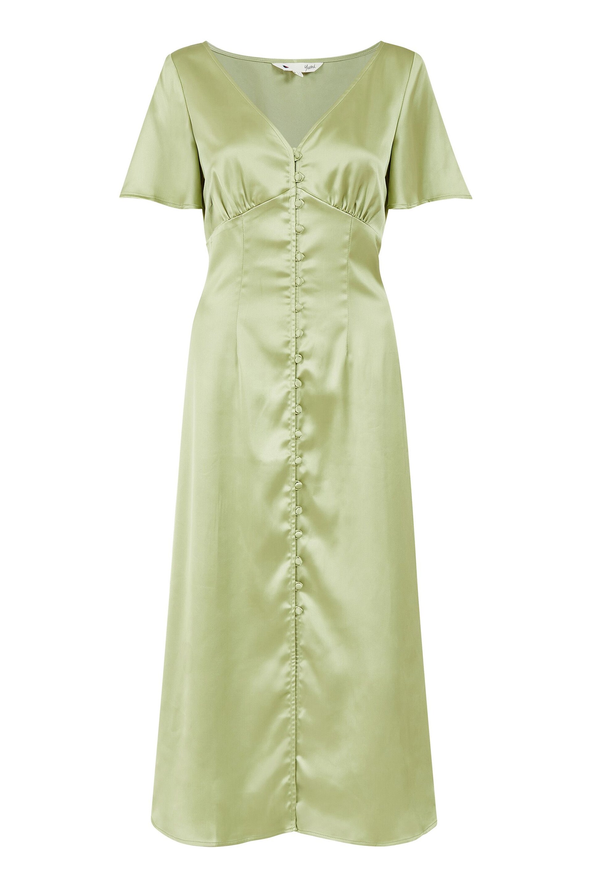 Yumi Green Satin Button Down Dress - Image 4 of 4