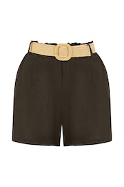 Yumi Black Italian Linen Shorts With Belt - Image 4 of 4