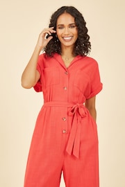 Yumi Red Button up Jumpsuit - Image 2 of 5