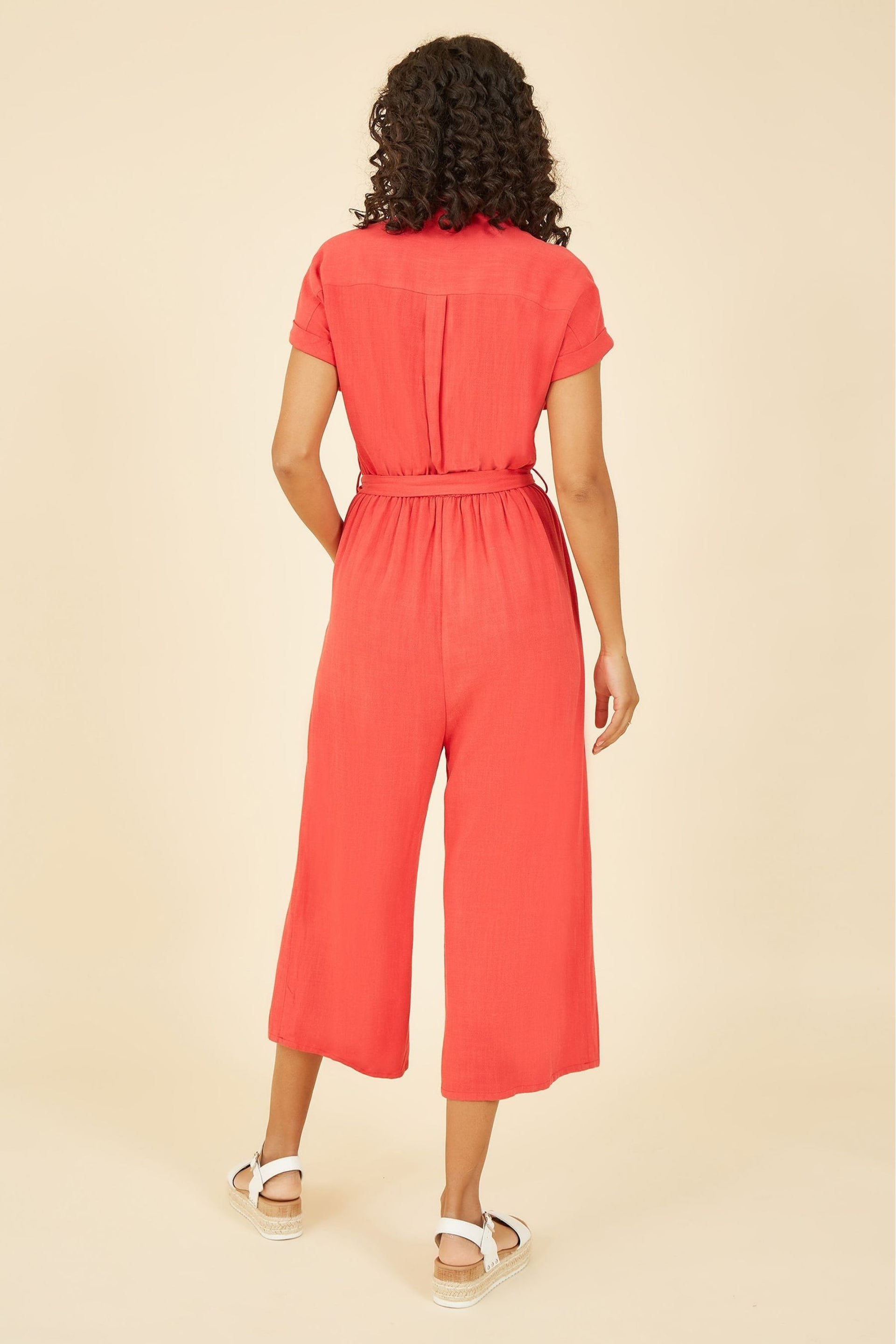 Yumi Red Button up Jumpsuit - Image 4 of 5