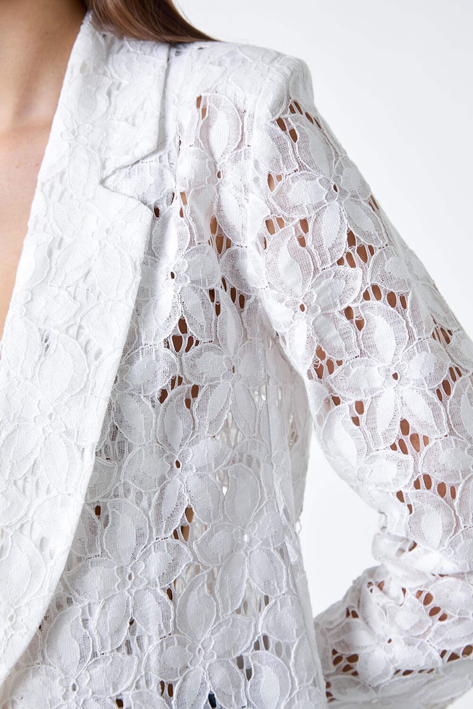 Buy Roman White Cotton Blend Floral Lace Jacket from the Next UK online shop