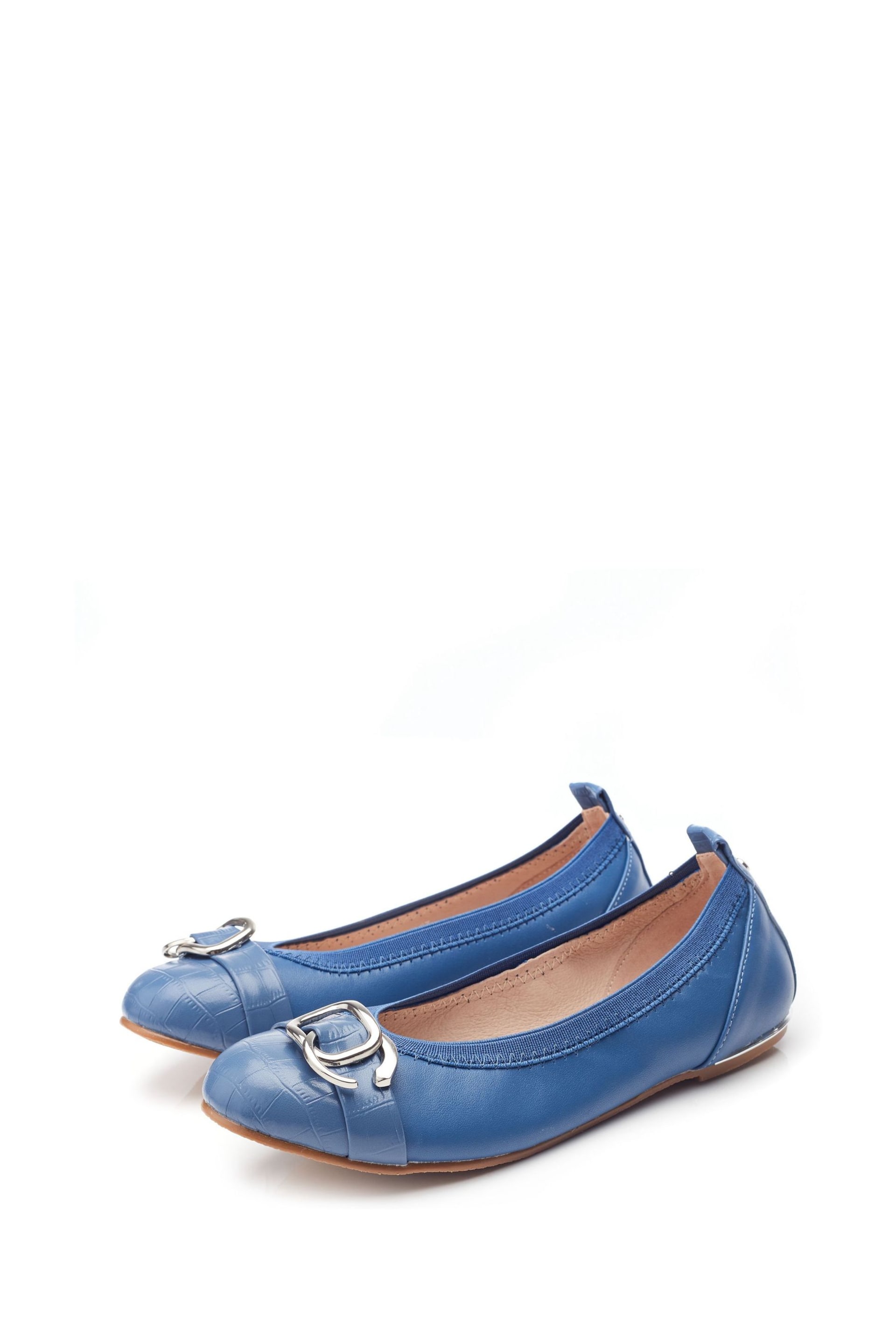 Moda in Pelle Eilish Round Toe Ballerinas With Square Circle Trim - Image 2 of 4