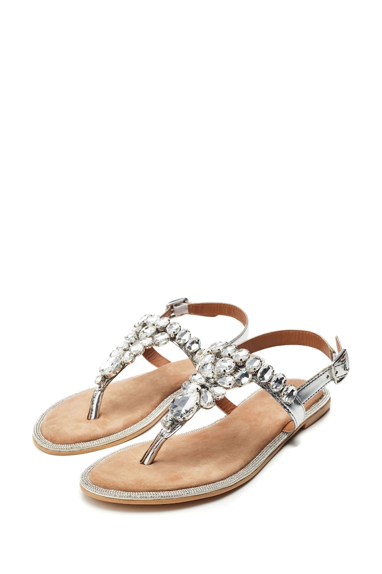 Moda in Pelle Tone Otalia Toe Post Jewel Trim Sandals - Image 2 of 4