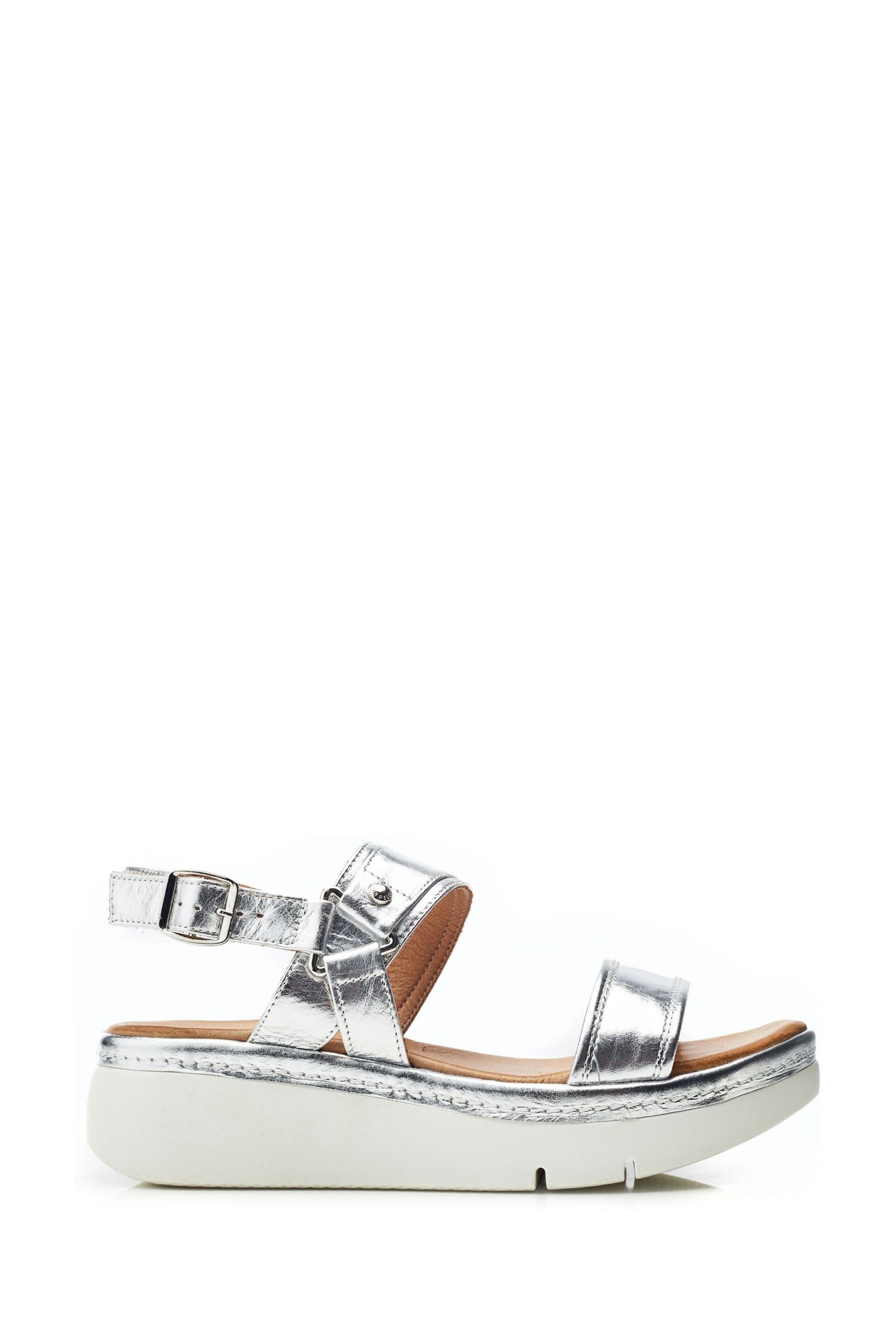 Moda in Pelle Tone Nelly Two Part Flexi Ring Hardware Wedge Sandals - Image 2 of 4