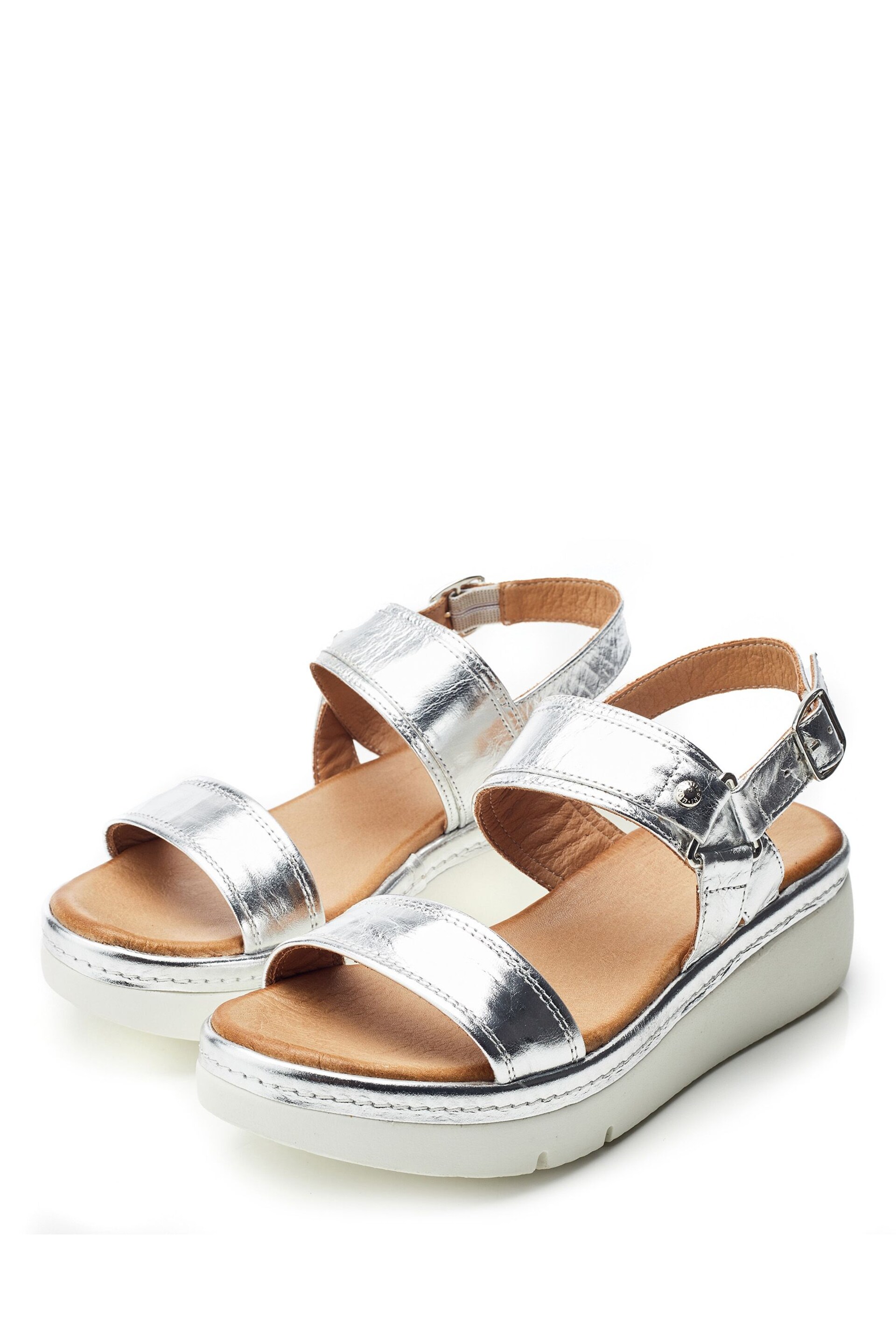 Moda in Pelle Tone Nelly Two Part Flexi Ring Hardware Wedge Sandals - Image 3 of 4
