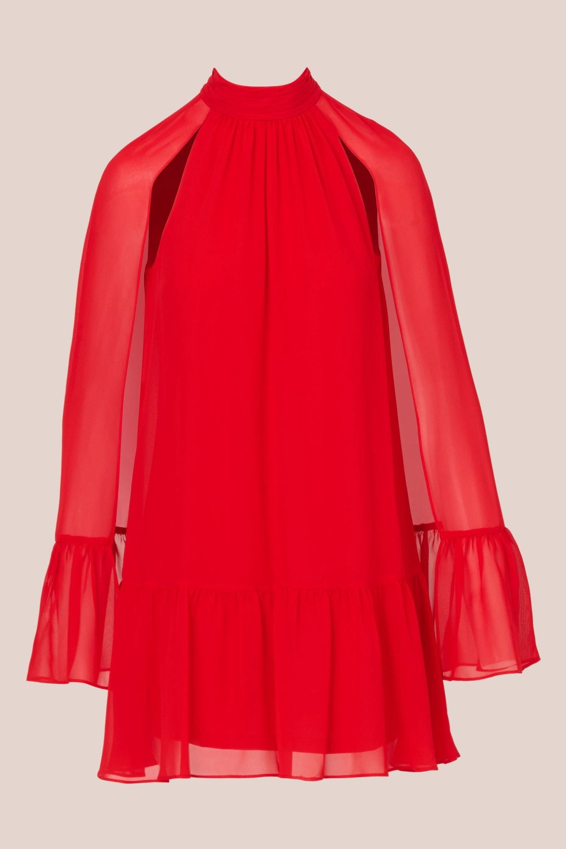 Red chiffon ruffle dress sales