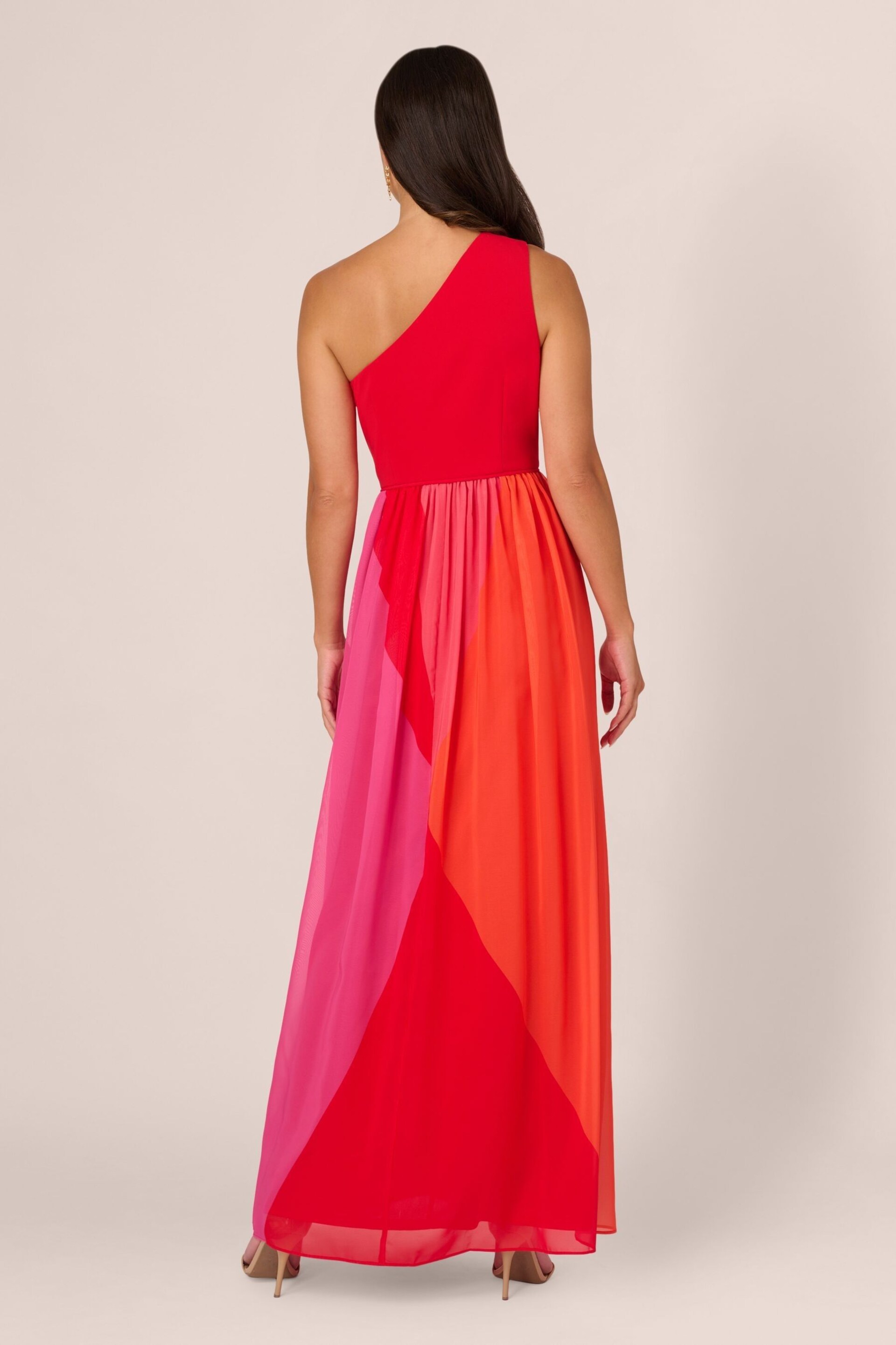 Adrianna Papell Red Color Block Chiffon Dress - Image 2 of 7