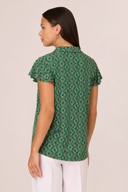 Adrianna Papell Green Flutter Sleeve Button Up Top - Image 2 of 7