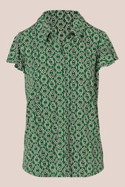 Adrianna Papell Green Flutter Sleeve Button Up Top - Image 6 of 7