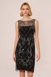 Adrianna Papell Studio Beaded Sheath Black Dress - Image 1 of 7