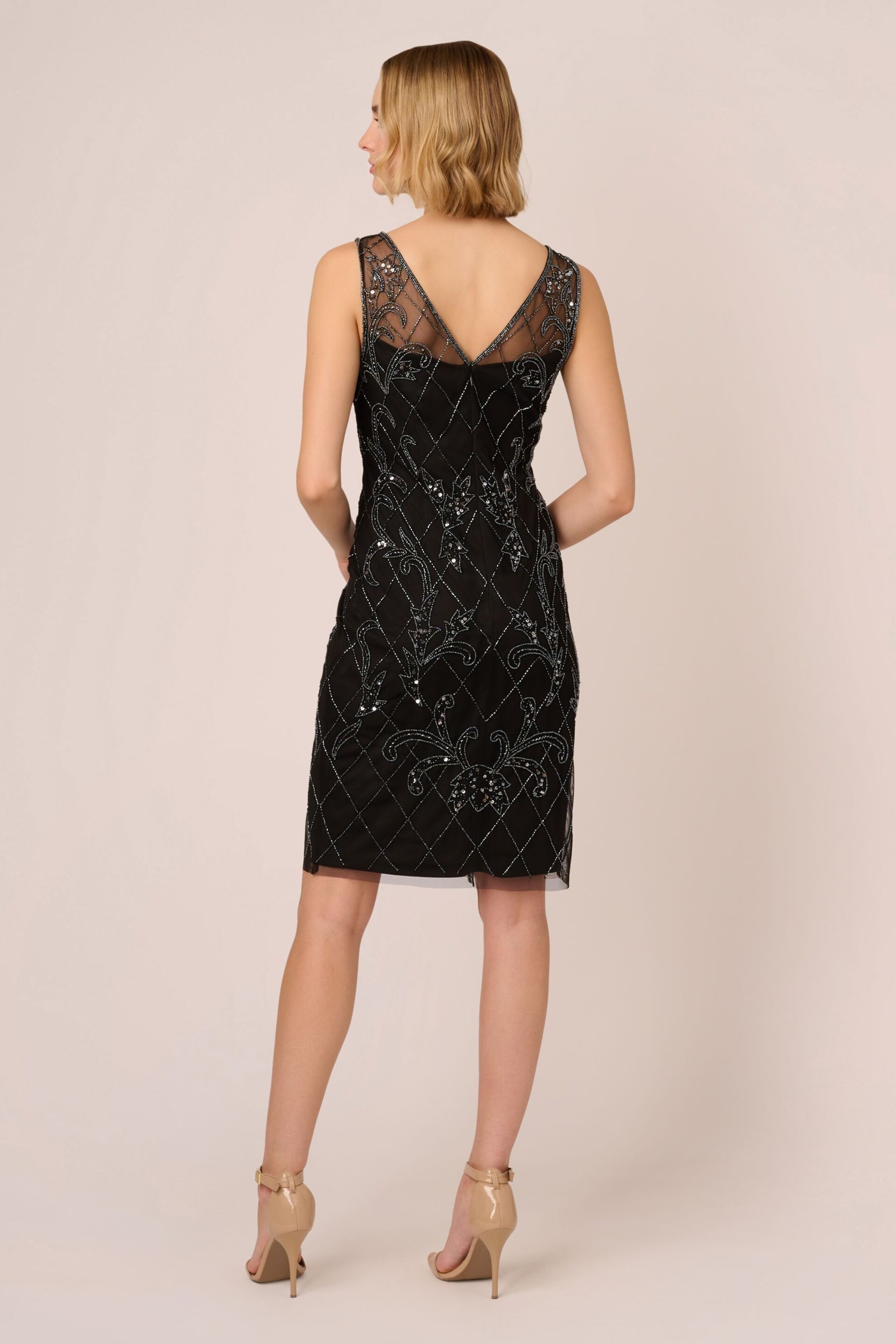 Adrianna Papell Studio Beaded Sheath Black Dress - Image 2 of 7