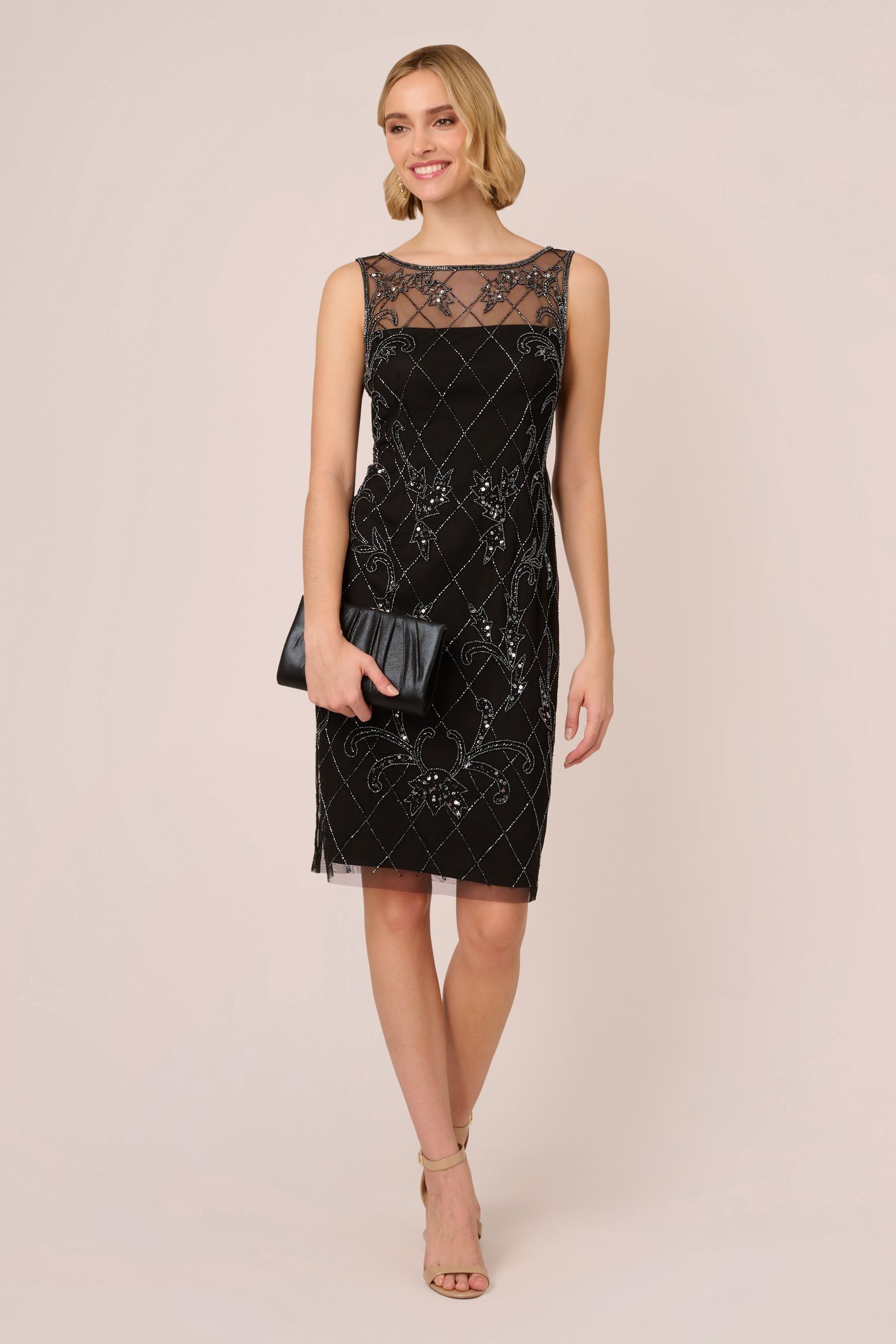 Buy Adrianna Papell Studio Beaded Sheath Black Dress from Next Luxembourg