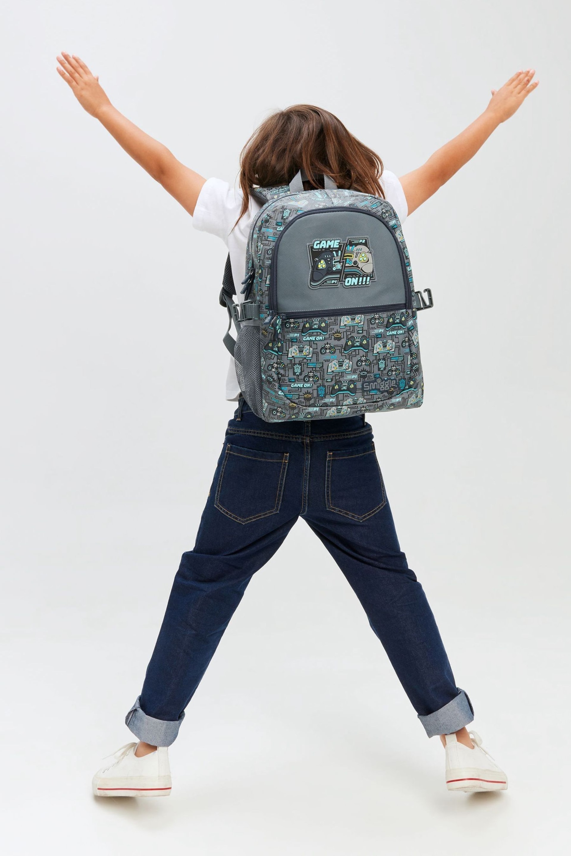 Smiggle Grey Epic Adventures Classic Attach Backpack - Image 3 of 6