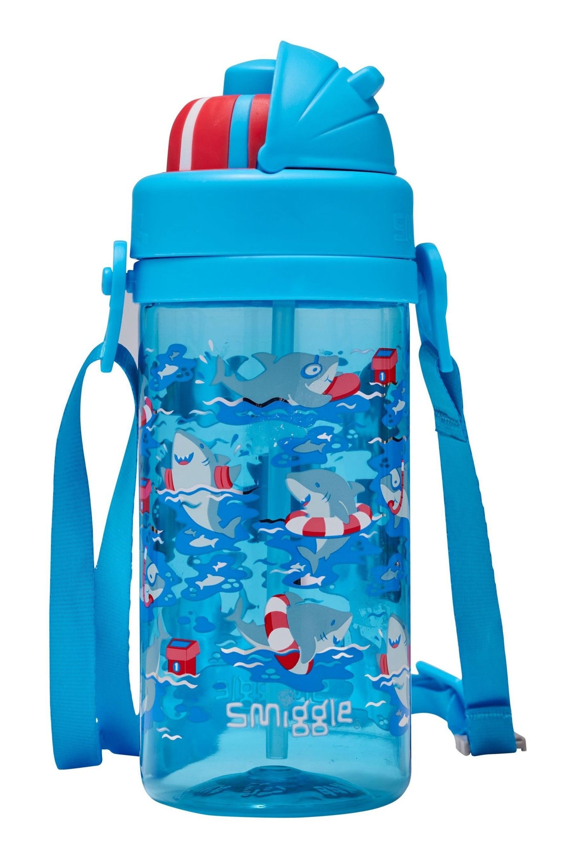 Smiggle Blue Over and Under Teeny Tiny Plastic Drink Bottle With Strap 400Ml - Image 1 of 2