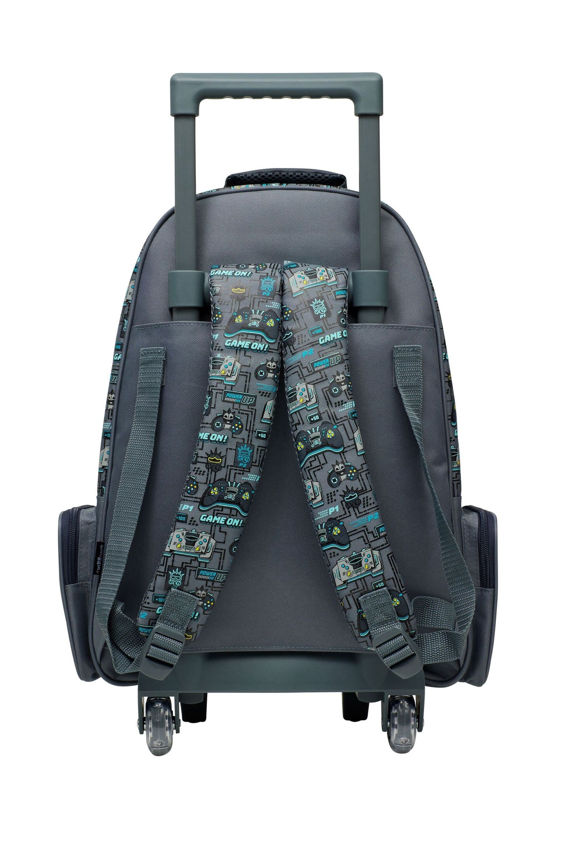 Smiggle Grey Epic Adventures Trolley Backpack With Light Up Wheels - Image 4 of 6