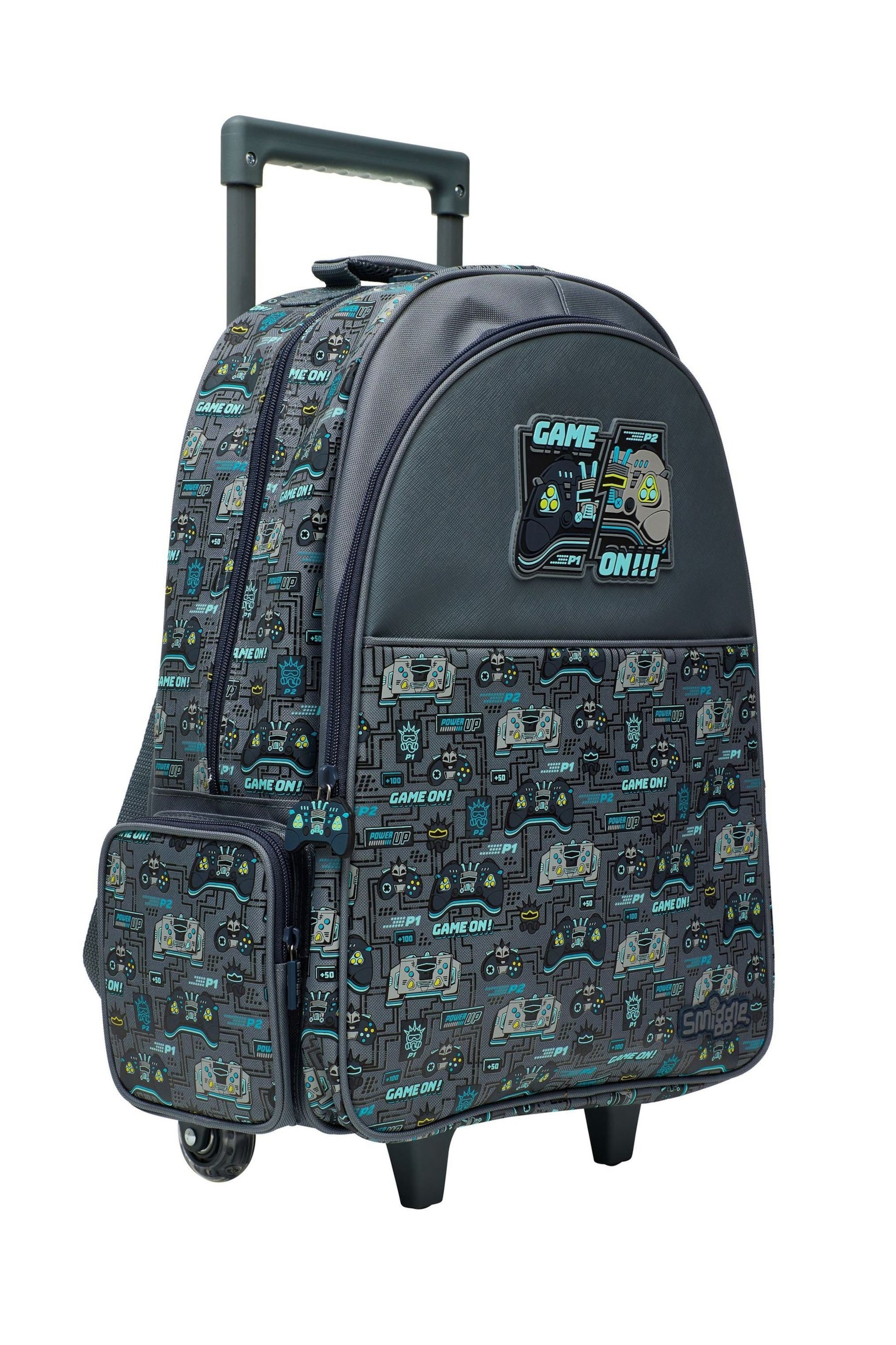 Smiggle Grey Epic Adventures Trolley Backpack With Light Up Wheels - Image 6 of 6