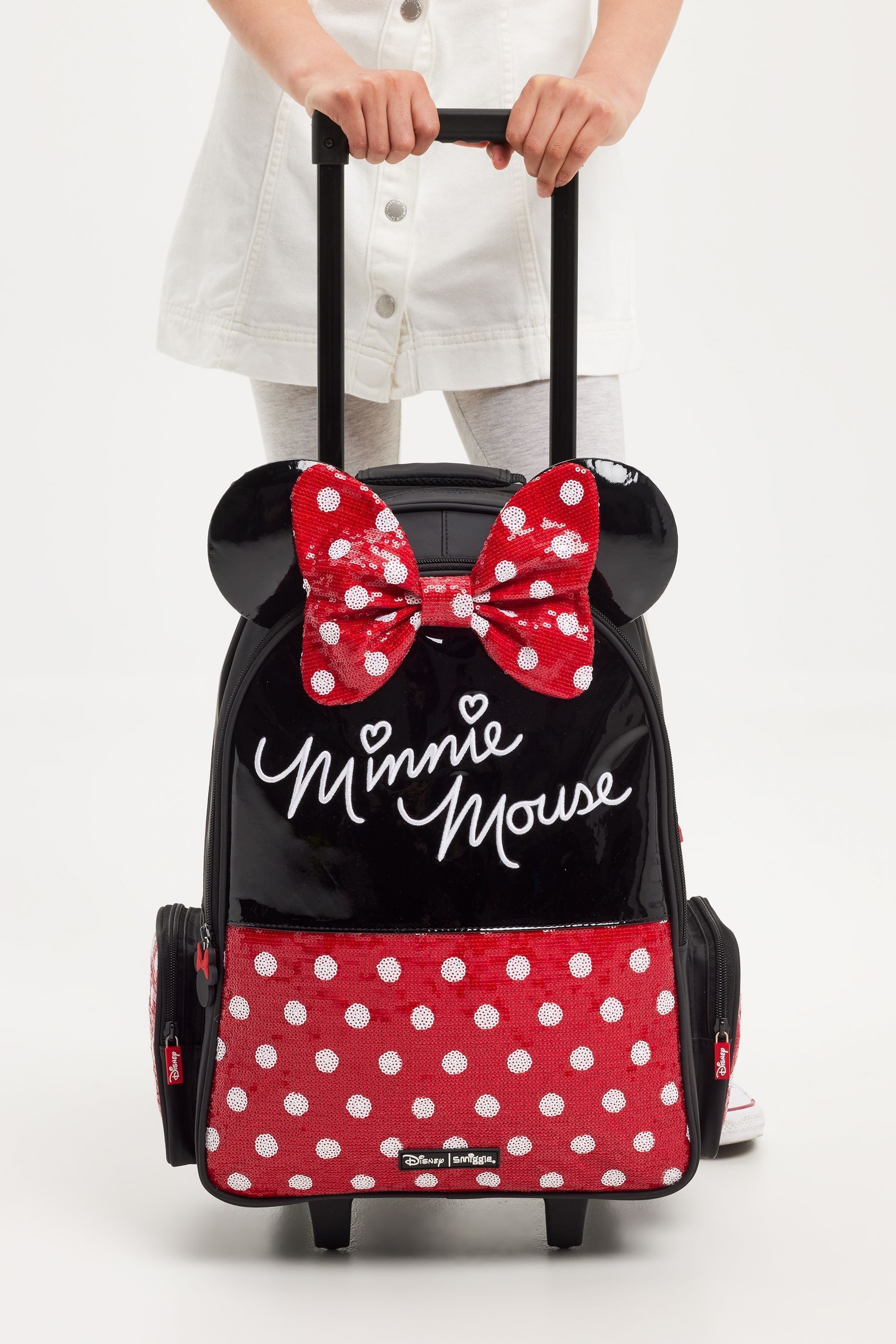 Buy Smiggle Red Minnie Mouse Suitcase Trolley Backpack With Light Up Wheels from Next Denmark