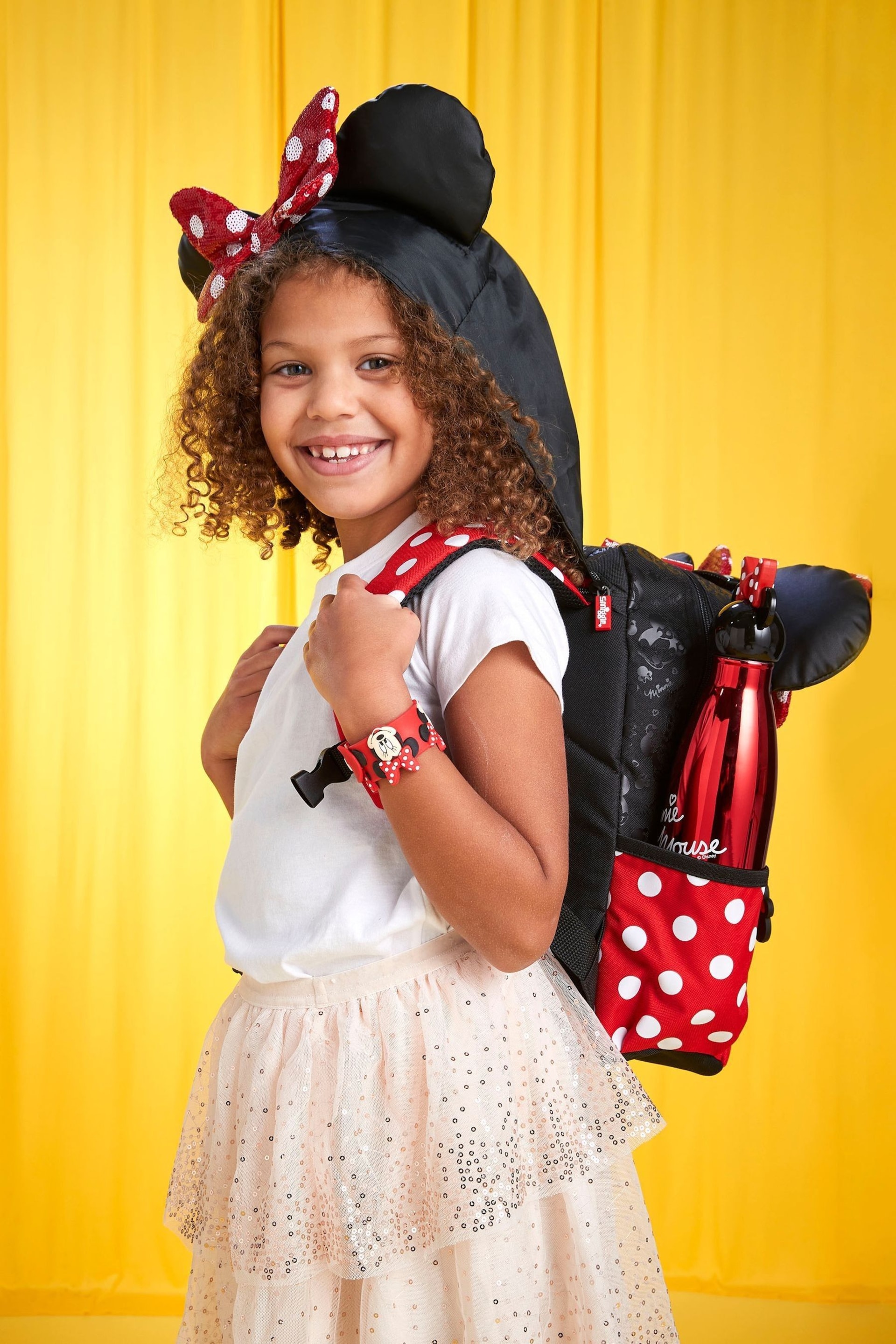 Smiggle Red Minnie Mouse Junior Character Hoodie Backpack - Image 1 of 5