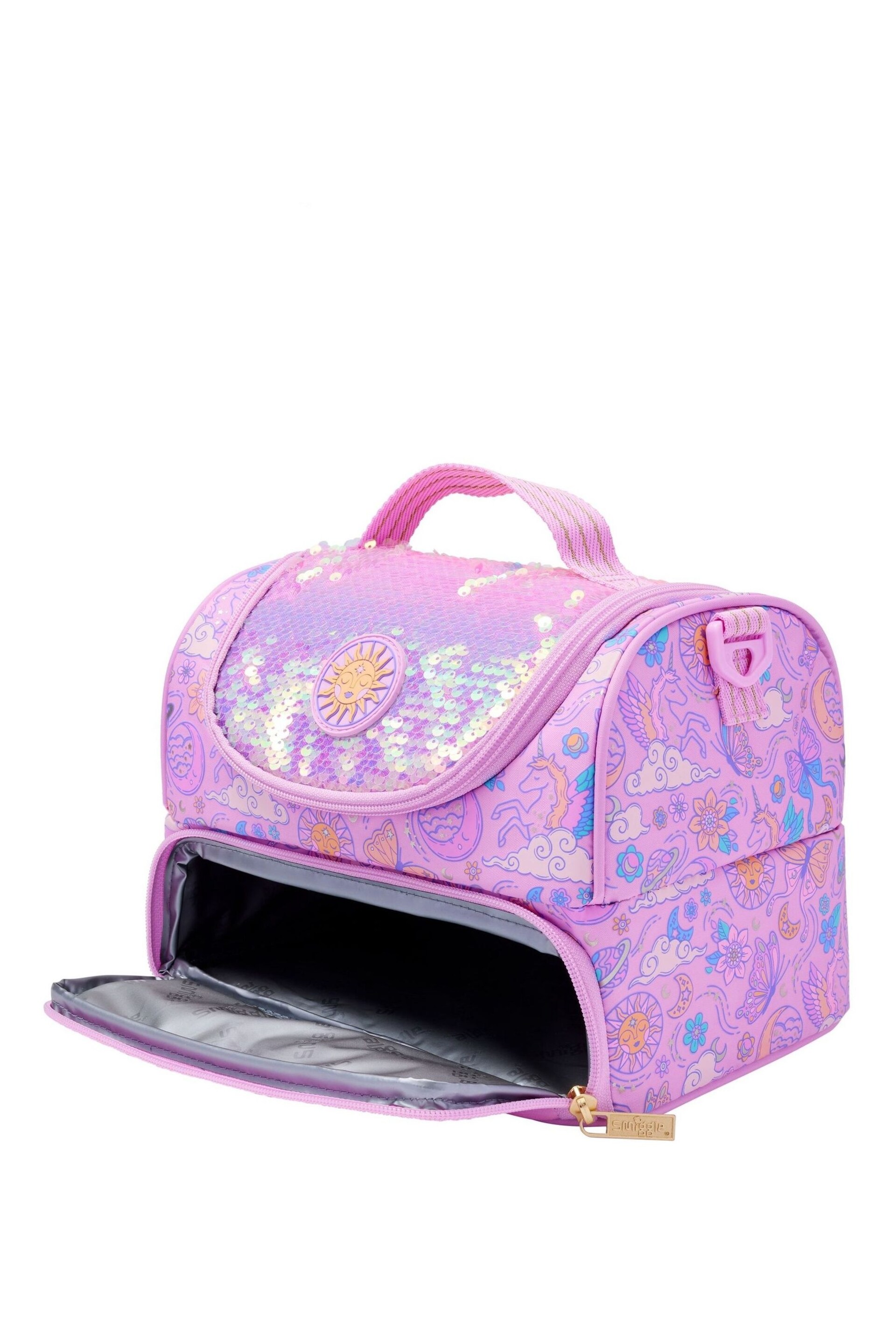 Smiggle Pink Cosmos Double Decker Lunchbox With Strap - Image 3 of 3