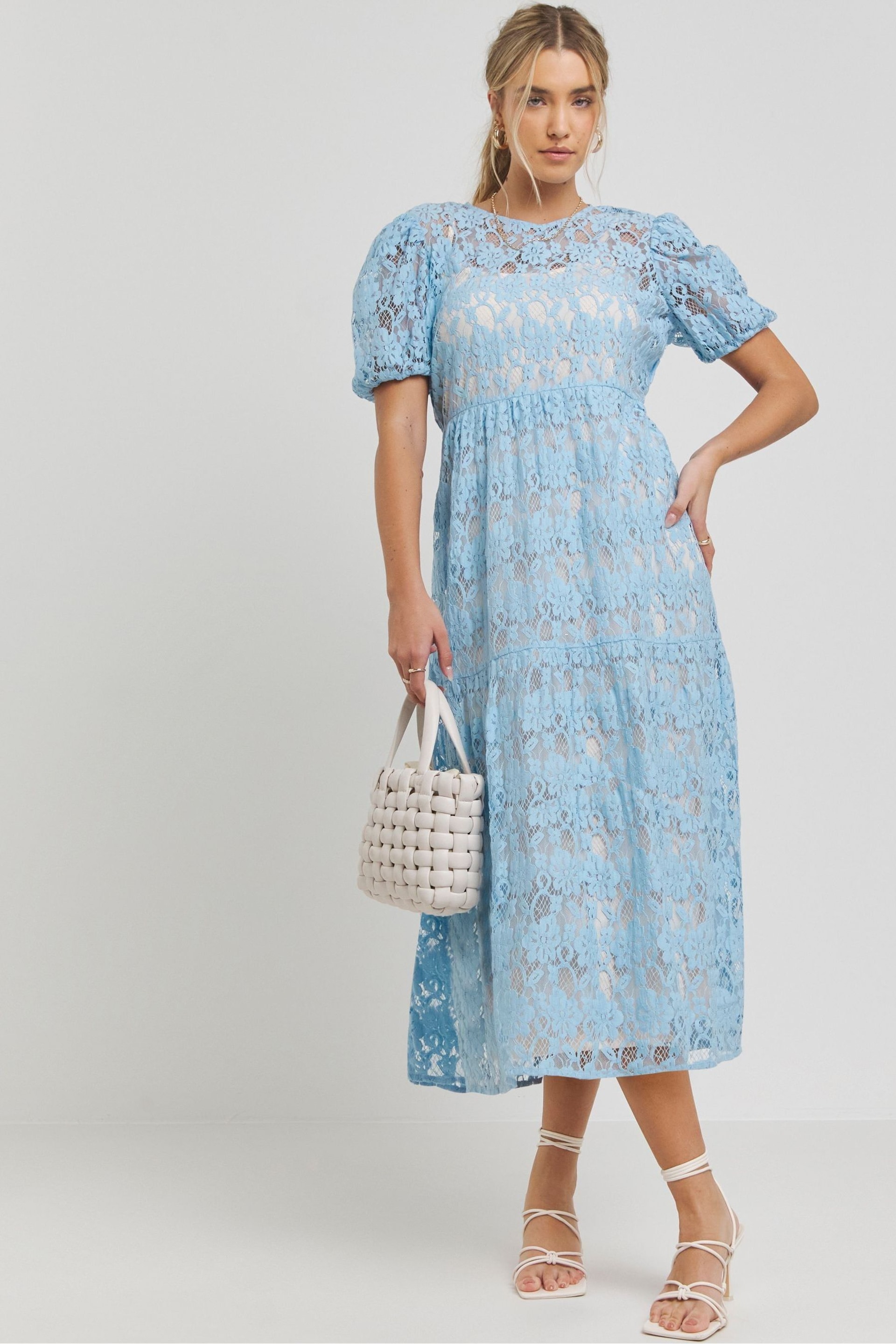 Simply Be Blue Lace Midi Dress - Image 1 of 4