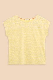 White Stuff Yellow 100% Cotton Anthea Embroidery Top - Image 6 of 7