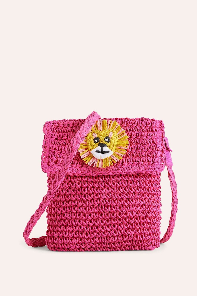 Boden Pink Cross-Body Straw Bag - Image 1 of 2