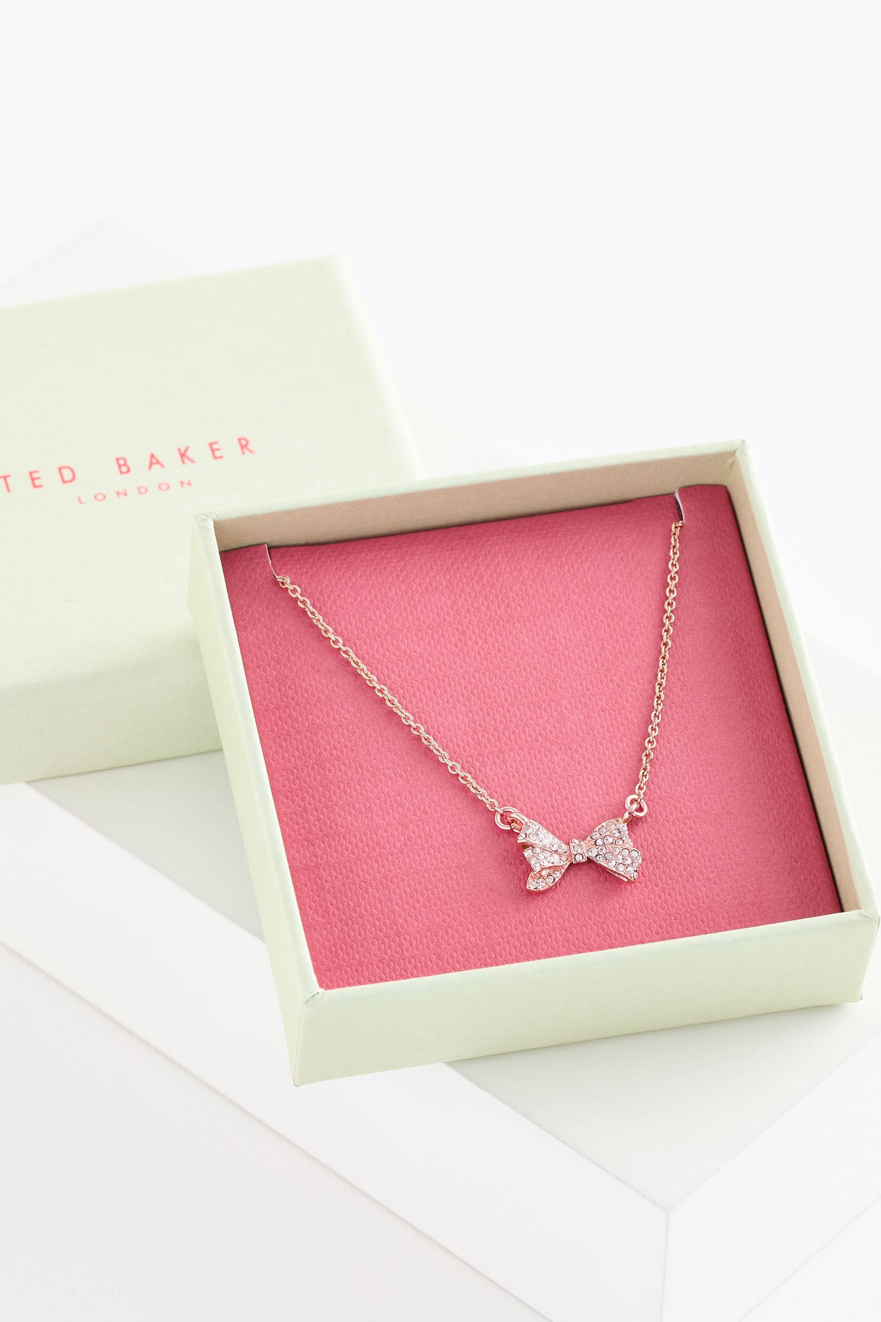 Buy Ted Baker Pink BARSIE Crystal Bow Pendant Necklace from Next Luxembourg