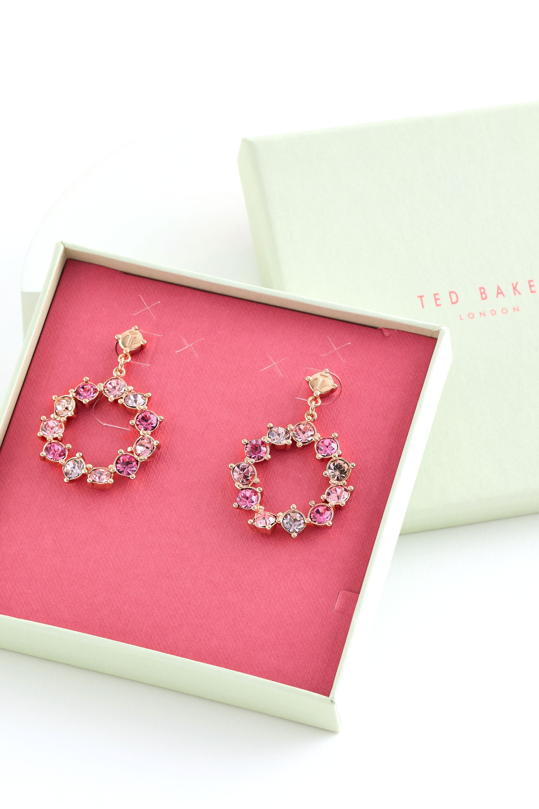 Buy Ted Baker Pink CRISSTY Statement Crystal Hoop Drop Earrings from the Next UK online shop