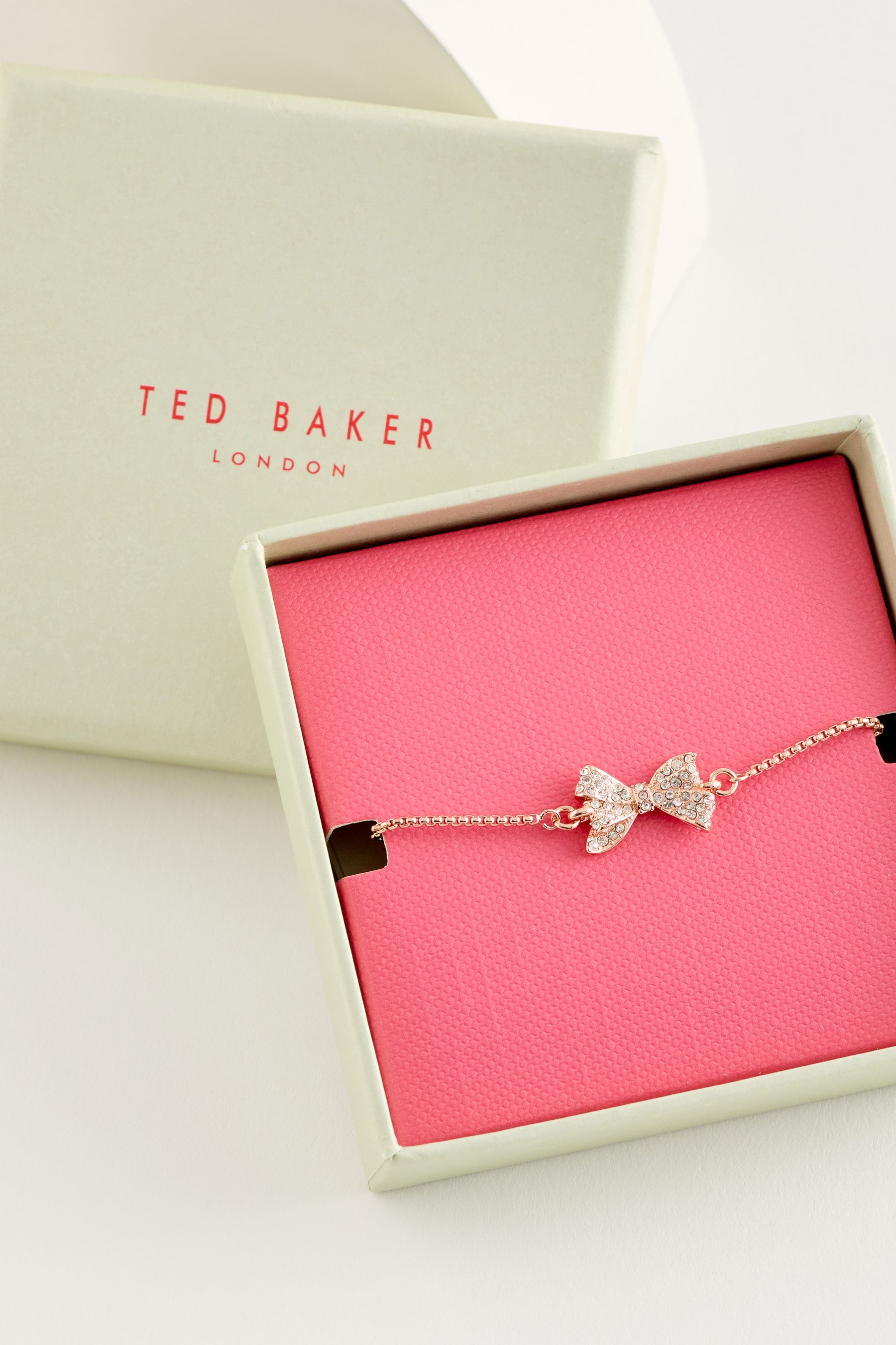 Buy Ted Baker Pink BARSET Crystal Bow Adjustable Bracelet from Next Luxembourg