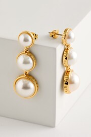 Ted Baker Gold Tone PERELL: Logo Pearl Drop Earrings - Image 1 of 2