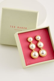 Ted Baker Gold Tone PERELL: Logo Pearl Drop Earrings - Image 2 of 2