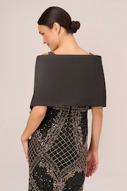 Adrianna Papell Mikado Embellished Wrap Black Poncho - Image 2 of 4