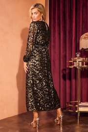 Love & Roses Leopard Jacquard Twist Frint Midi Dress - Image 3 of 4