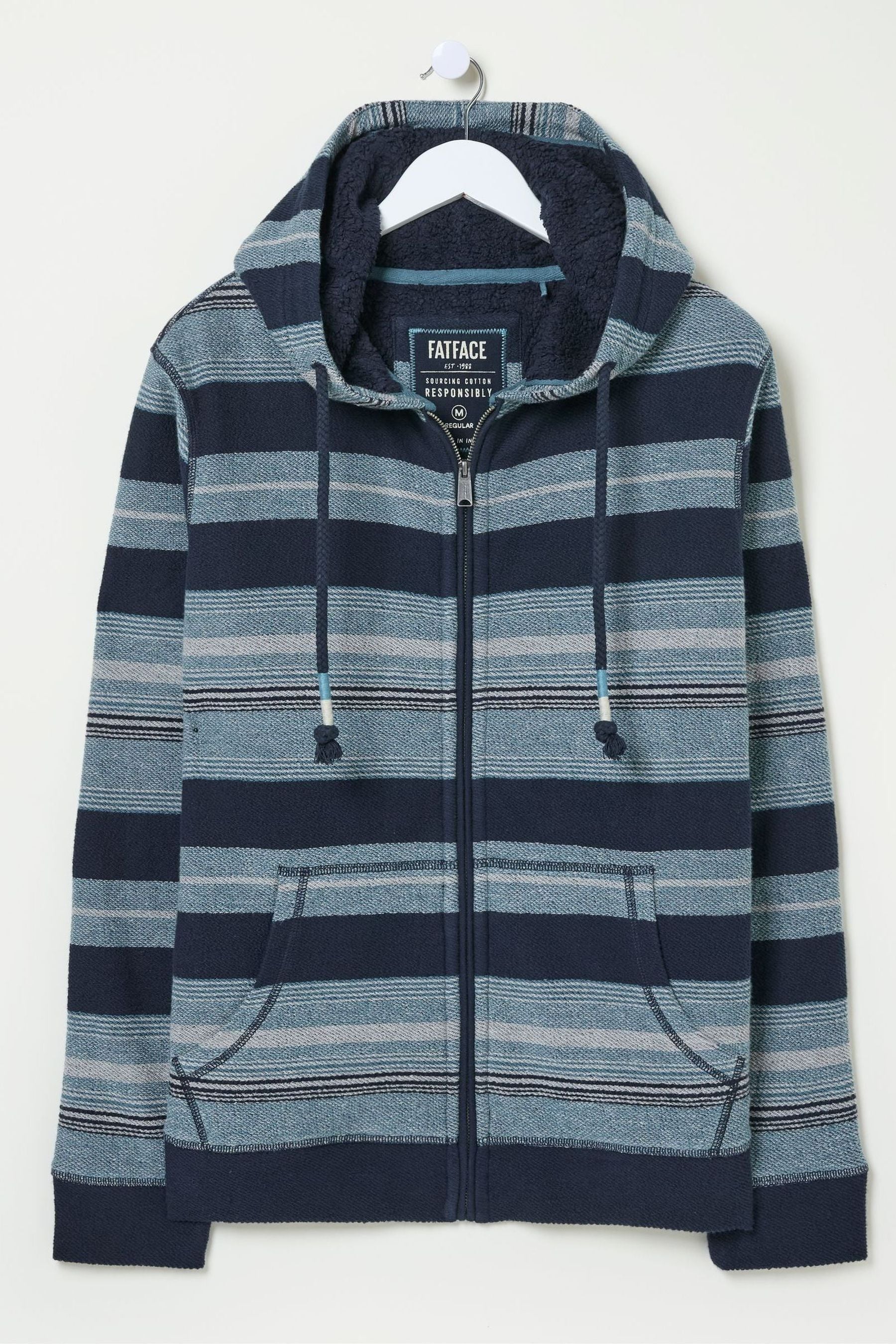 FatFace Dark Navy Trescowe Fleece Zip Through 100 Cotton Hoodie