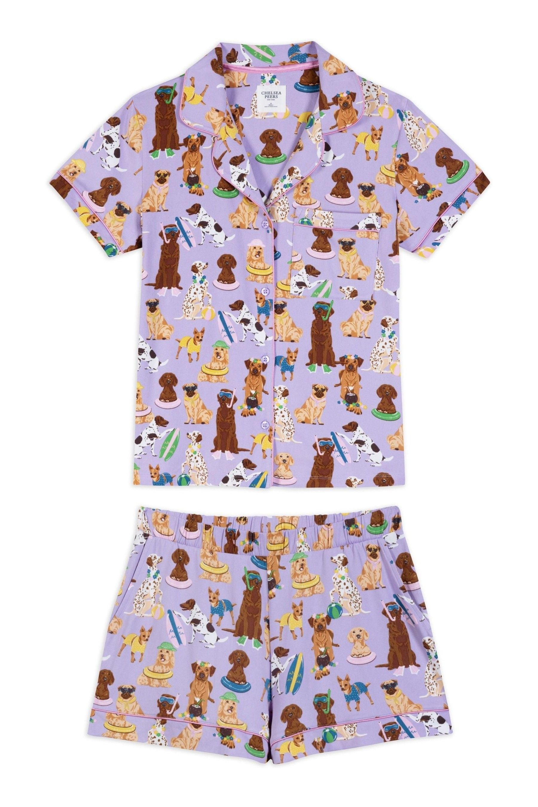 Buy Chelsea Peers Purple Curve Dog Print Short Pyjama Set from Next Canada