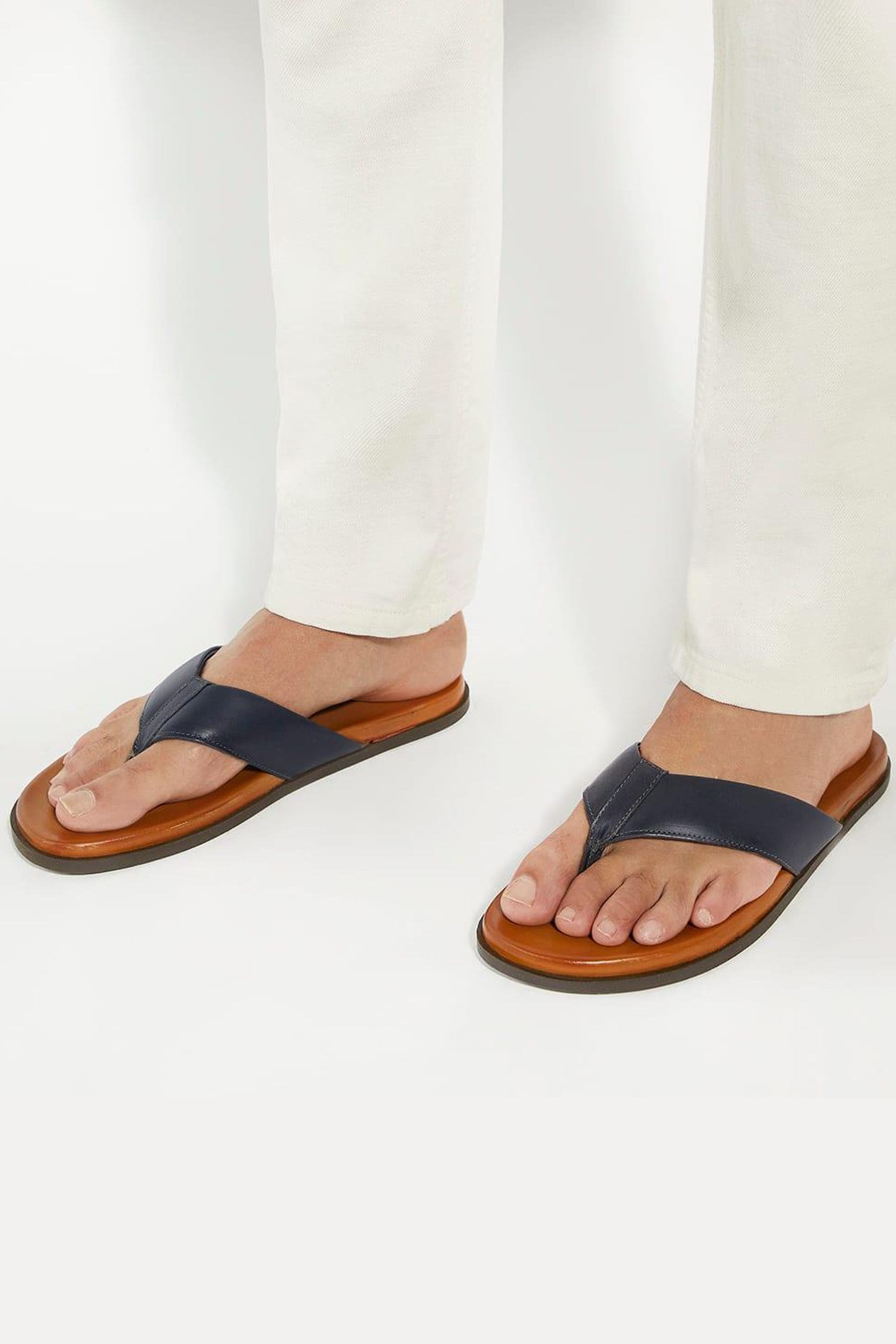 Dune London Blue Inspires Toe Post Leather Sandals uk7eu41 Mens