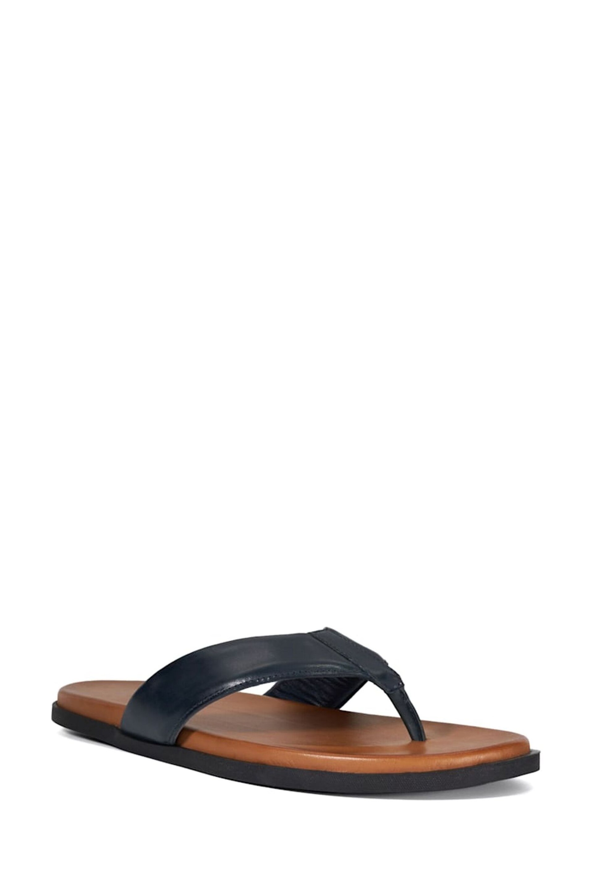 Dune London Blue Inspires Toe Post Leather Sandals - Image 4 of 7