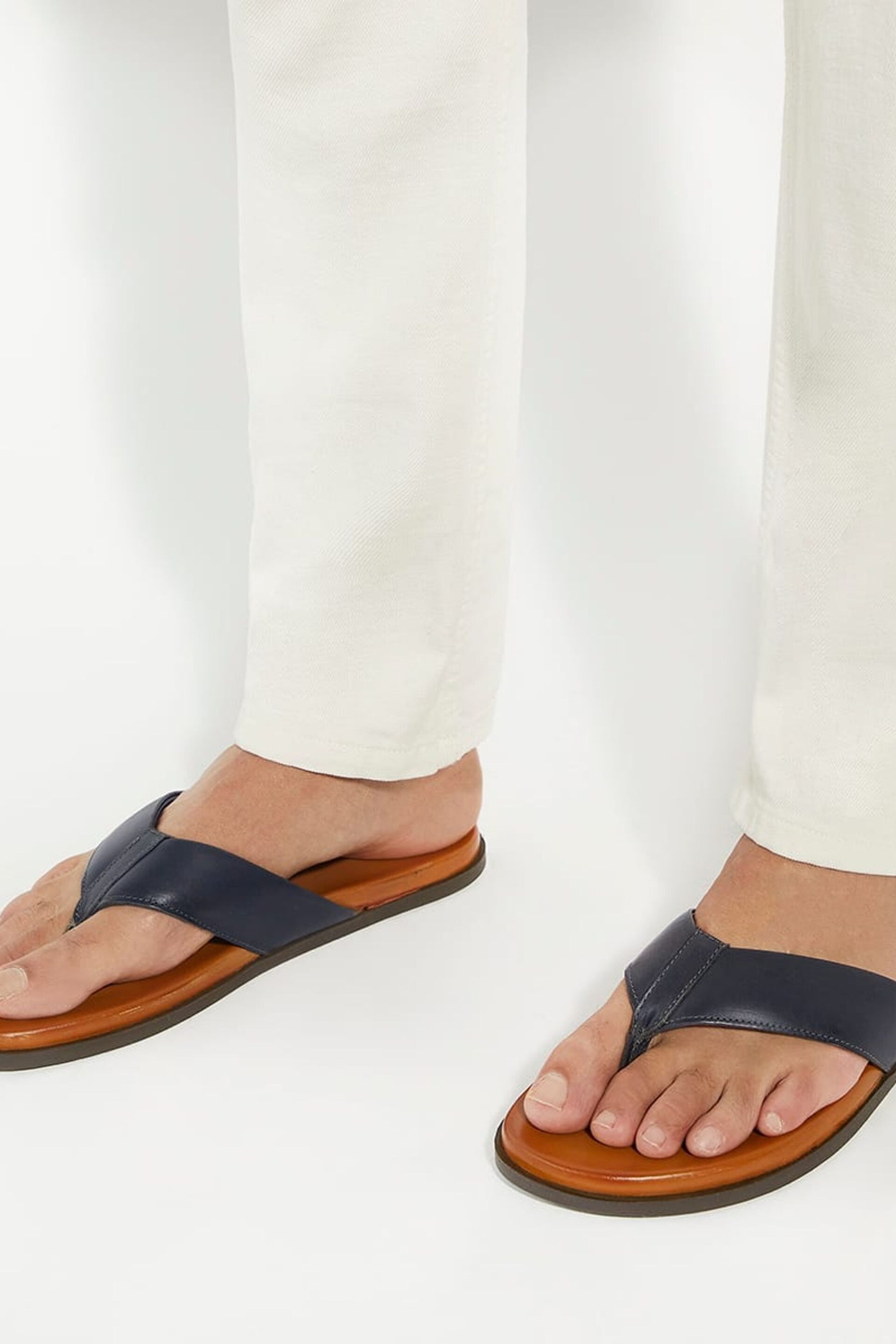 Dune London Blue Inspires Toe Post Leather Sandals - Image 7 of 7