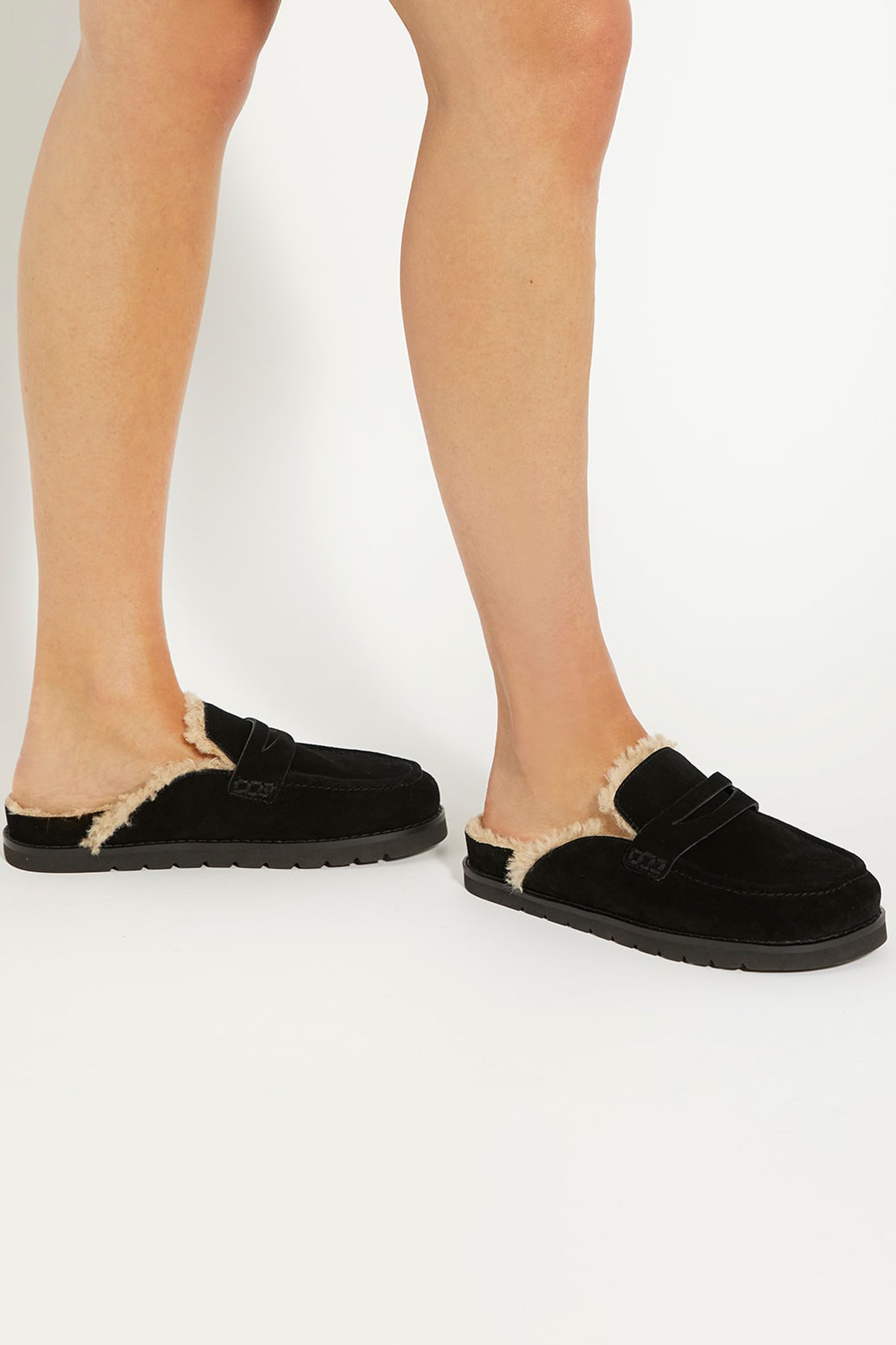 Buy Dune London Black Goldy Shearling Lined Backless Loafers from Next Malta