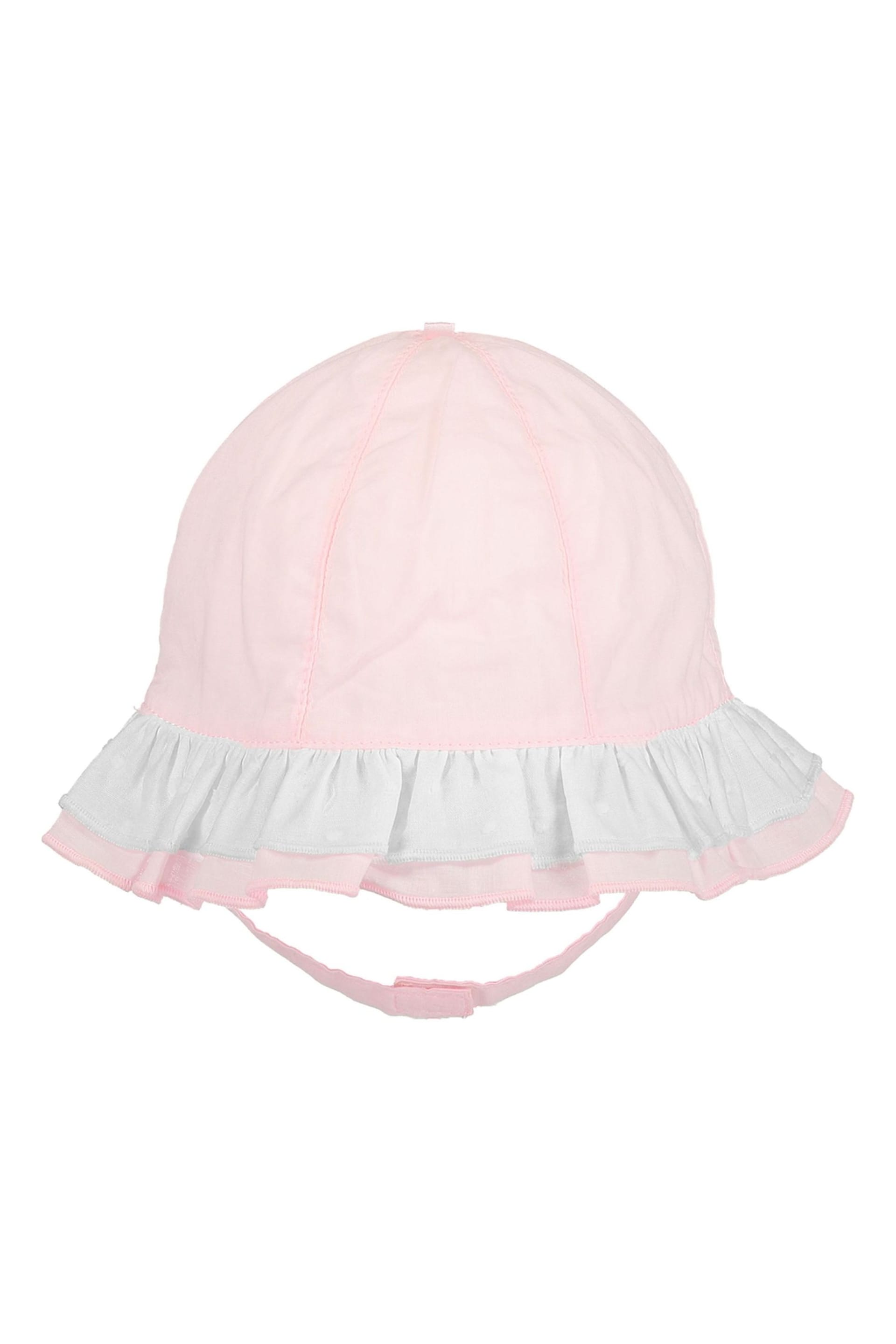 Emile Et Rose Pink Lawn Sunhat Hat With Frilled Brim and Chin Strap - Image 3 of 3