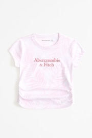 Abercrombie & Fitch Baby Pink Palm Tree Print Cropped Short  Sleeve T-Shirt - Image 1 of 2