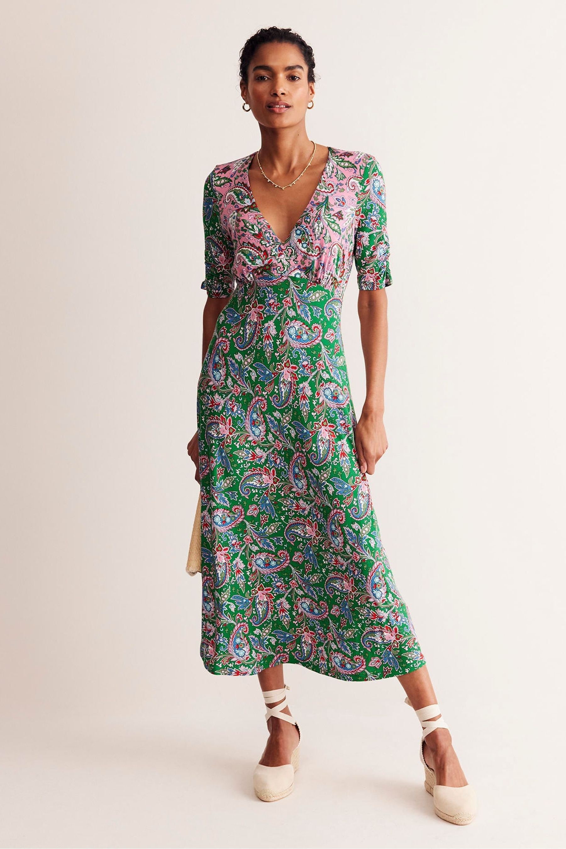 Buy Boden Pink Petite Rebecca Jersey Midi Tea Dress from Next Lithuania