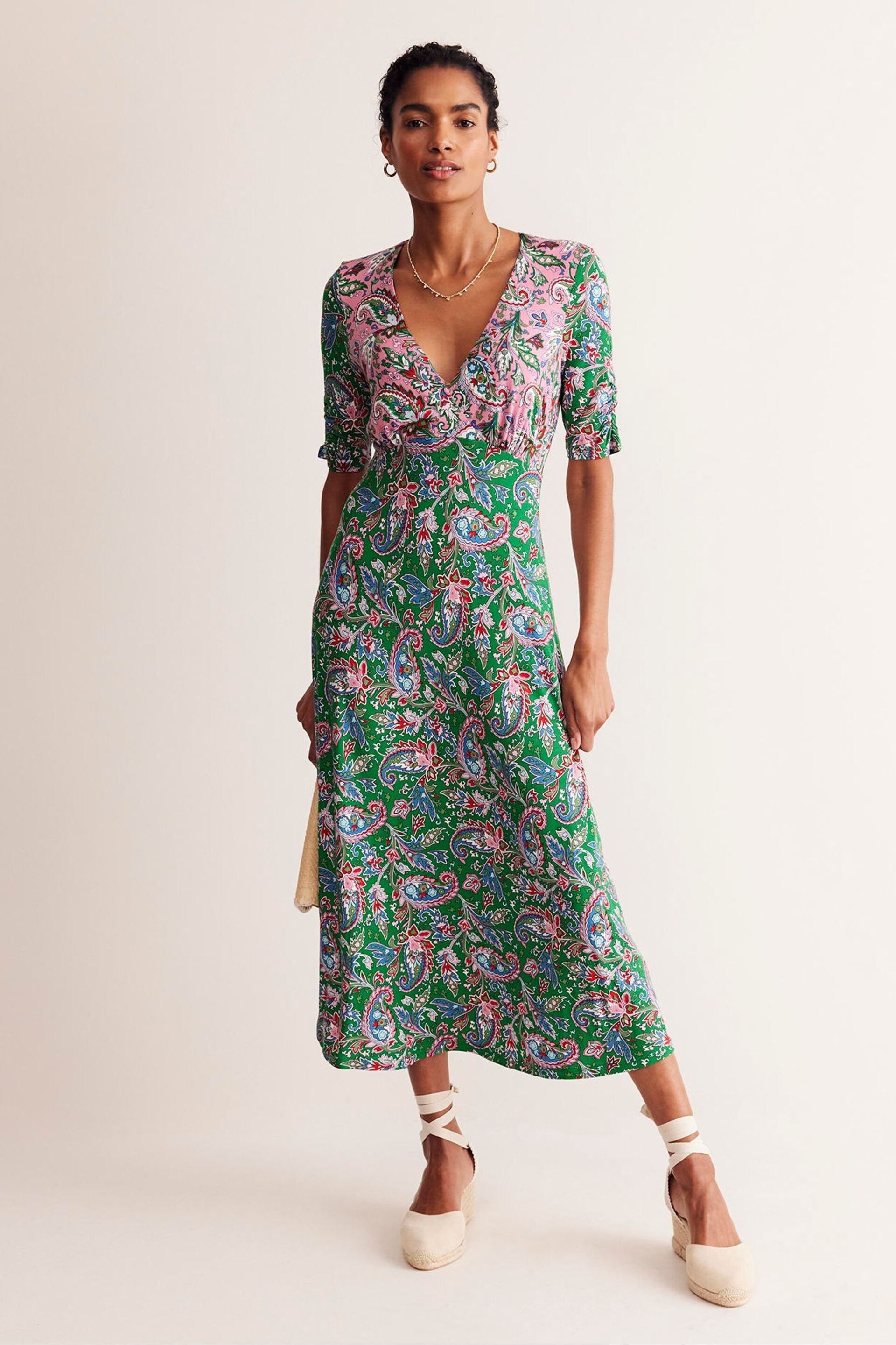 Boden Pink Petite Rebecca Jersey Midi Tea Dress - Image 1 of 5